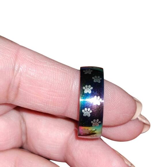 Iridescent Paw Print Ring - Picture 2 of 2